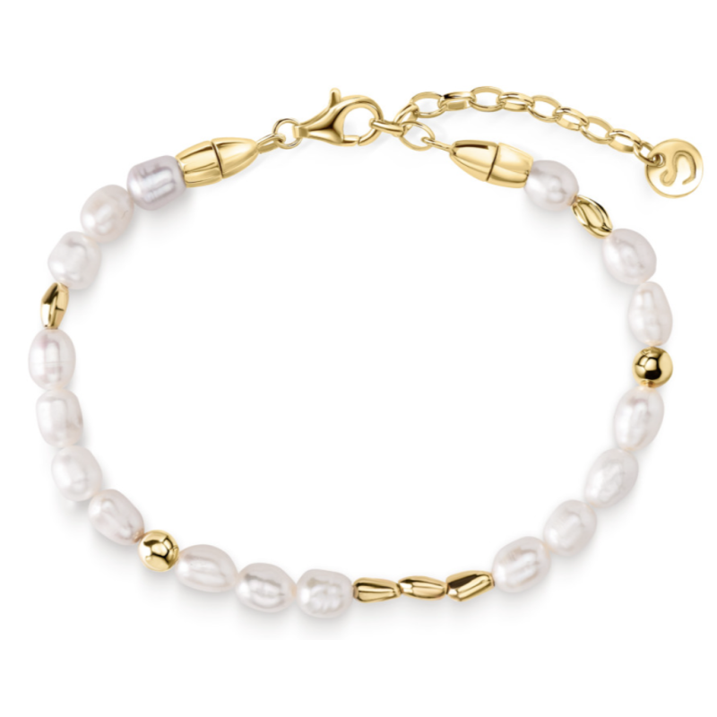 Браслет з перлами зі срібними вставками на застібці